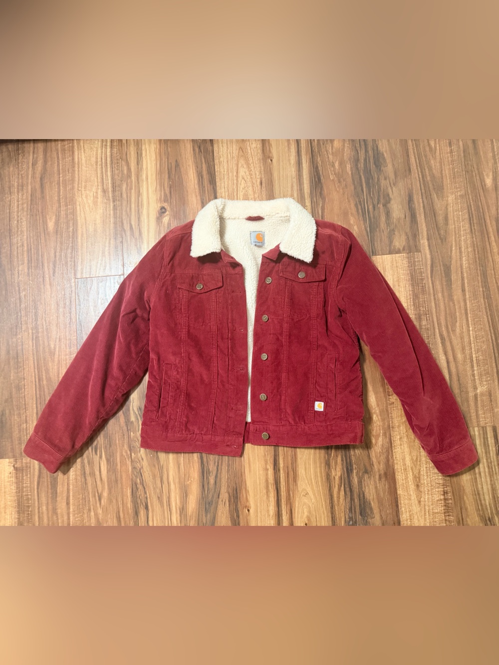 Carhartt Ladies Red Corduroy Sherpa-Lined Jacket size Medium (8/10)